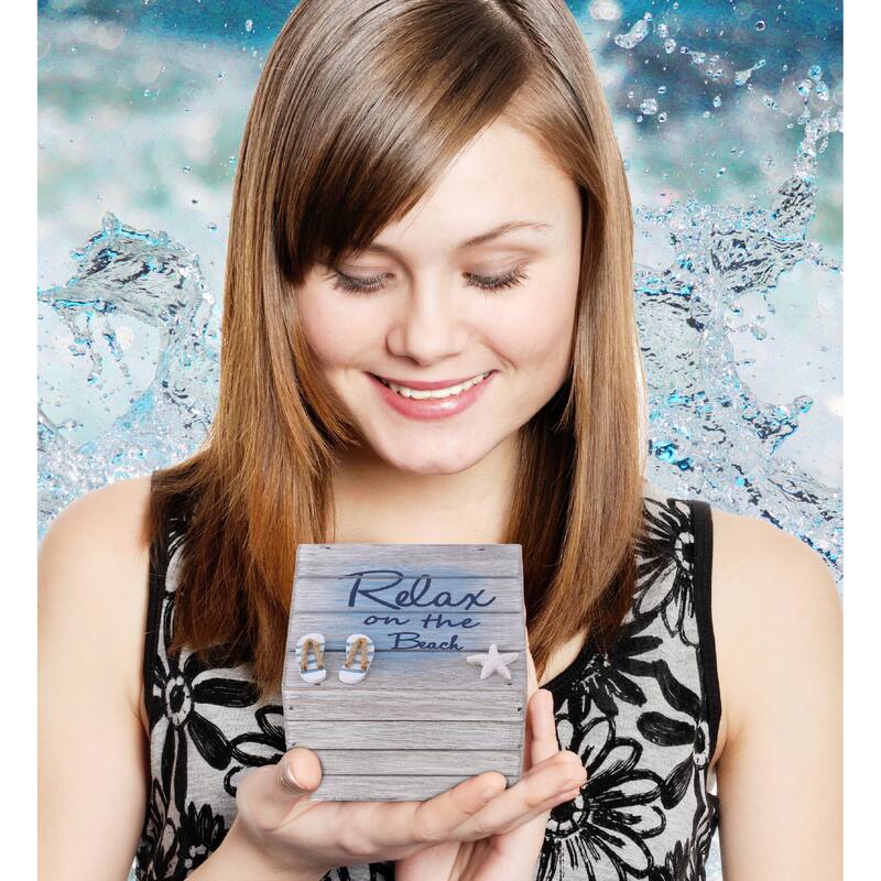 CoTa Global Aqua Sky Relax Wooden Box, 3 Pcs Set - Handcrafted - 6″Lx5.8″Wx4.3″H