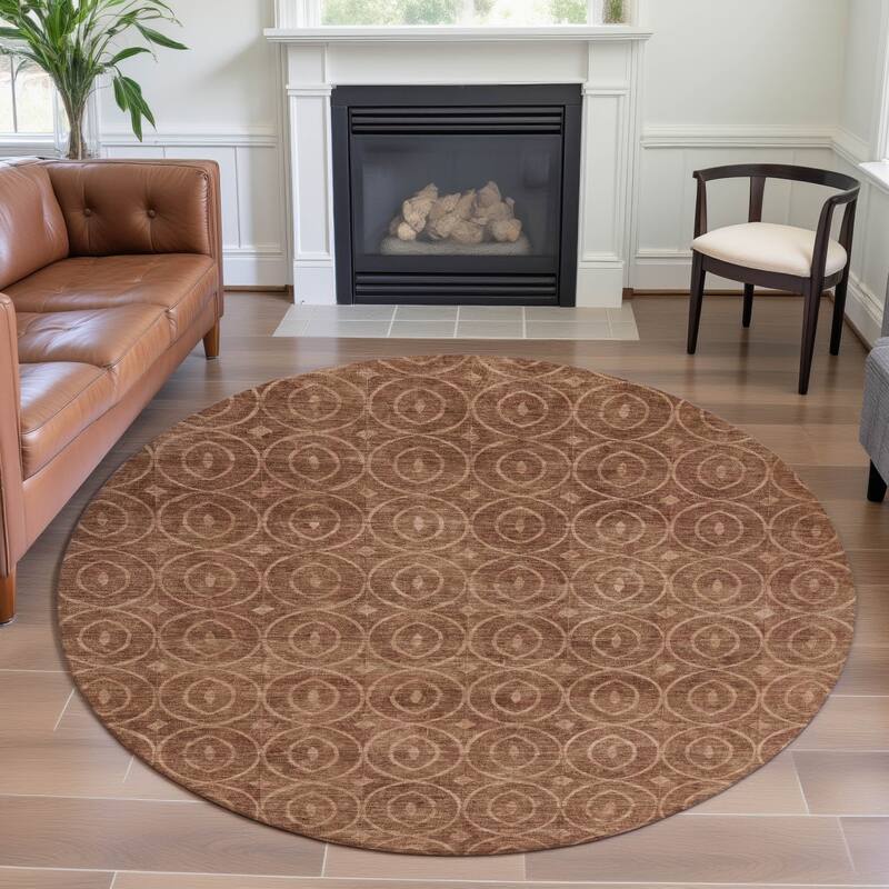Premium Washable Super Soft Casual Contemporary Mayfield Rug - Terracotta - 8' x 8'