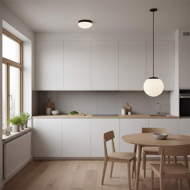 10" Diameter Etched White Glass Globe Integrated LED Pendant