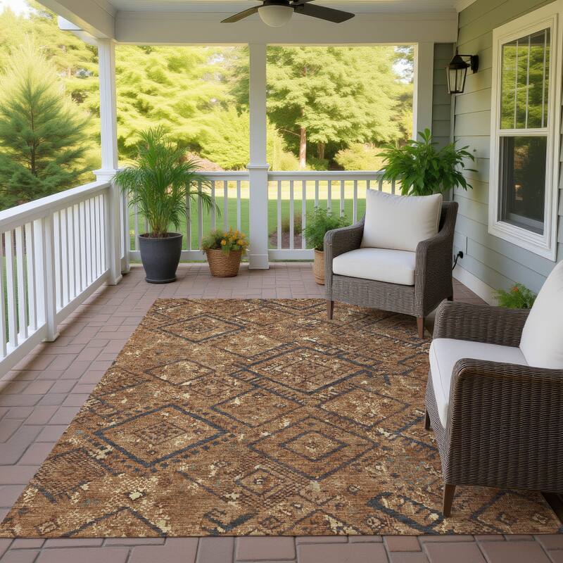 Machine Washable Indoor/ Outdoor Global Andes Chantille Rug - Paprika - 3' x 5'