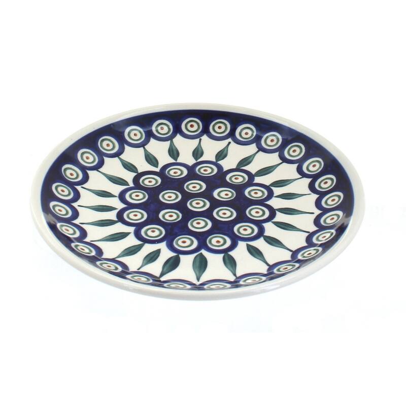 Blue Rose Polish Pottery Zaklady Dessert Plate - Peacock