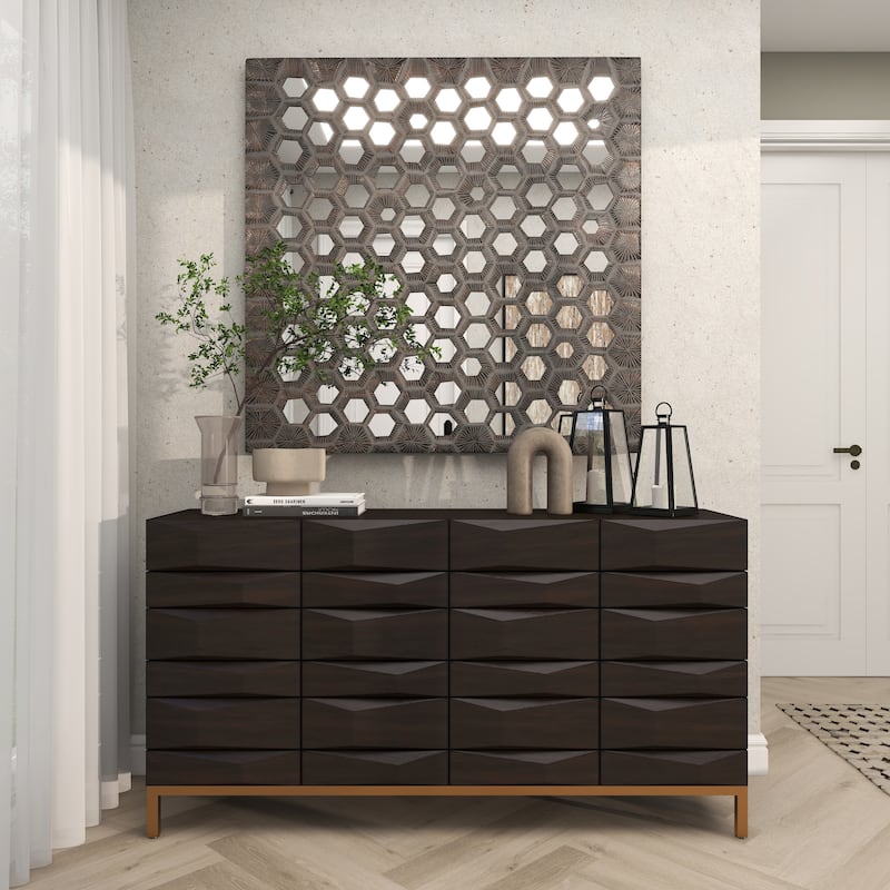 Gray Wooden Handmade Inspired Coral Home Wall Decor with Mirror Backing