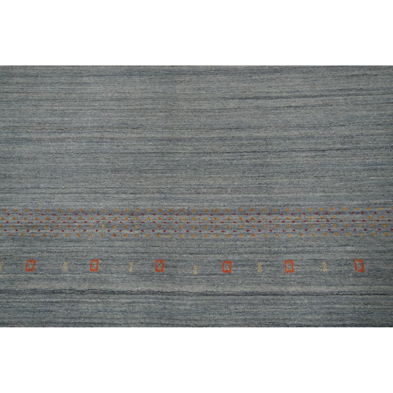 Hand Knotted Oriental 100% Wool Carpet Tribal Animal Pictorial Greys & Charcoal Gabbeh Area Rug - 9' 1'' X 9' 0''