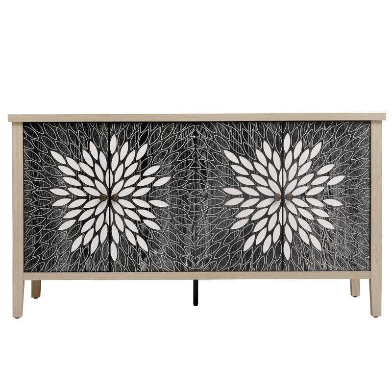 Sideboard Buffet Cabinet, Storage Cabinet with Storage,Modern Storage Cabinet with 4 Doors & Adjustable Shelves for Living Room