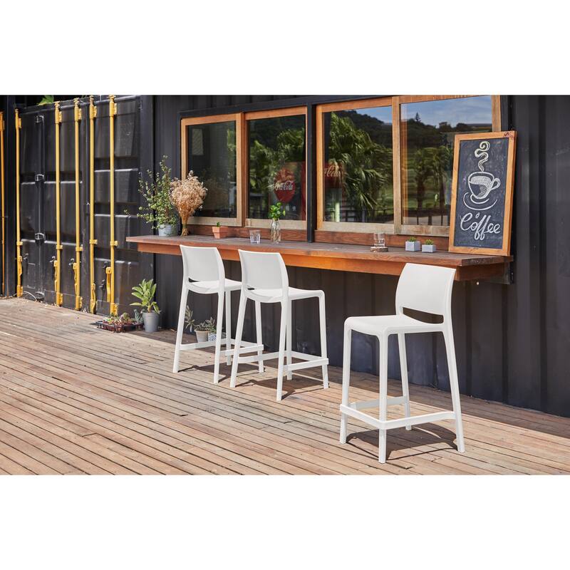Sensilla Resin Stackable Counter-height Bar Stools, Set of 2