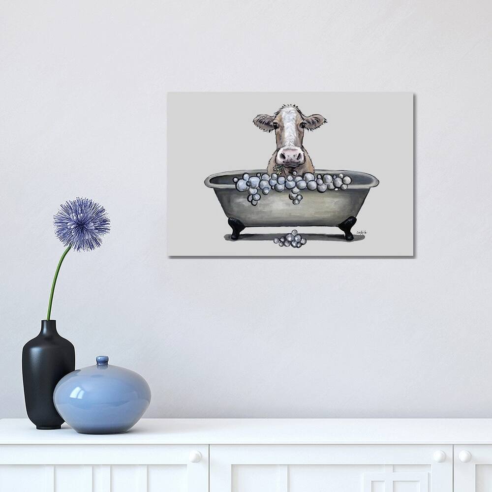 iCanvas "Cow In A Tub, Cow Bathroom Art 'maizy'" by Hippie Hound Studios Canvas Print