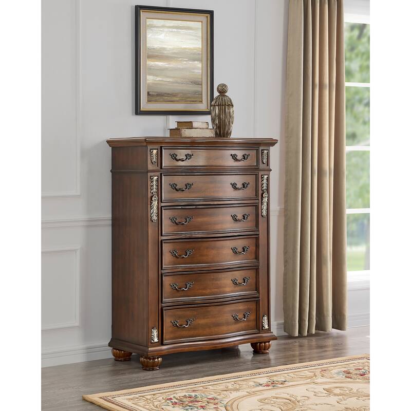 Lyon Cherry 6-Drawer 40 in. W Chest of Drawers