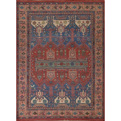 Geometric Red Sirjan Oriental Area Rug Hand-knotted Wool Carpet - 8'0"x 9'10"