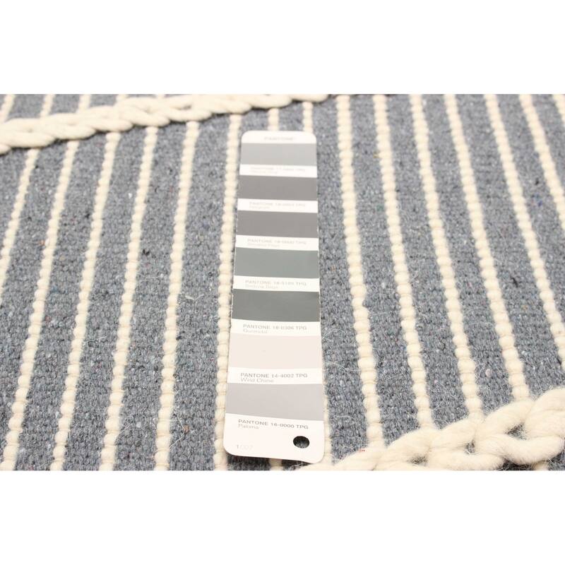 ECARPETGALLERY Braid weave Sienna Grey Wool Rug - 4'9 x 7'11