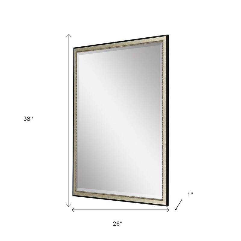 HomeRoots 38" Silver Solid Wood Framed Accent Mirror - 26.00 in. x 38.00 in. x 1.00 in.