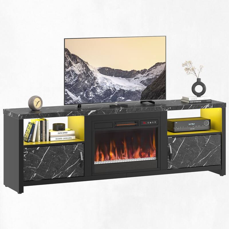 70" Fireplace TV Stand with LED lights Entertainment Center - 71 inch