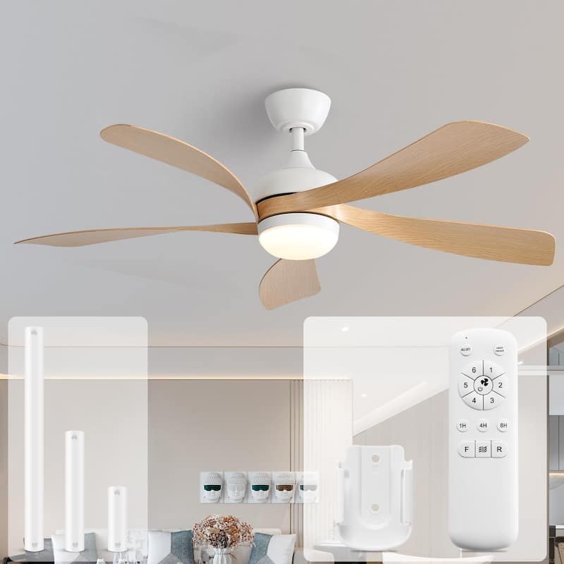 52 Inch Ceiling Fan with Remote & Lights Quiet DC Motor 5 Blade High CFM Modern Fan