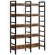 preview thumbnail 10 of 8, Bookshelf 5-Tier, Open Etagere Bookcase, Double Wide Freestanding Bookshelves for Storage and Display, Rustic Brown