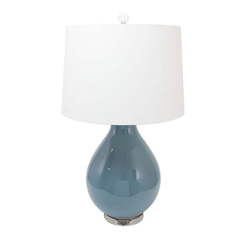 Poppy Glass Table Lamp with Linen Lamp Shade