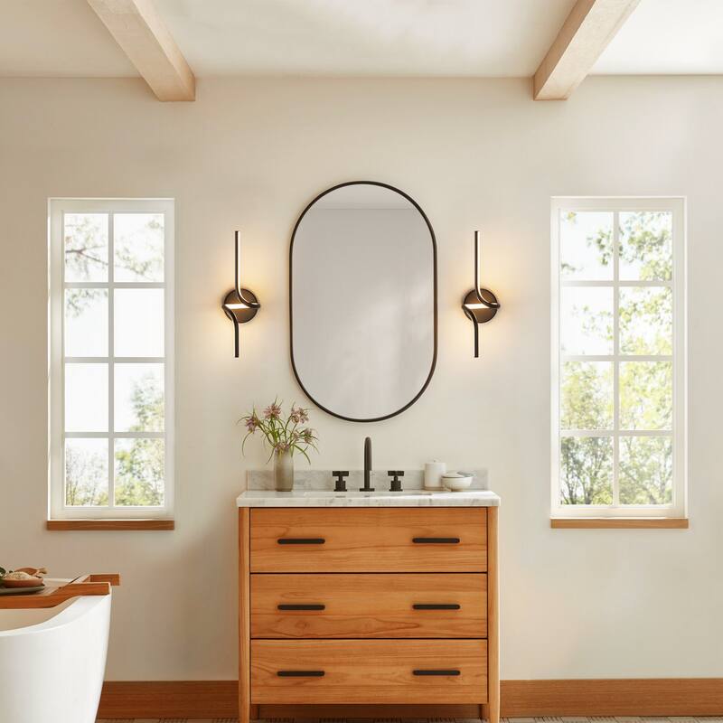 1-Light Modern Black/Gold Linear Aluminum Intergrated LED Bathroom Vanity Light