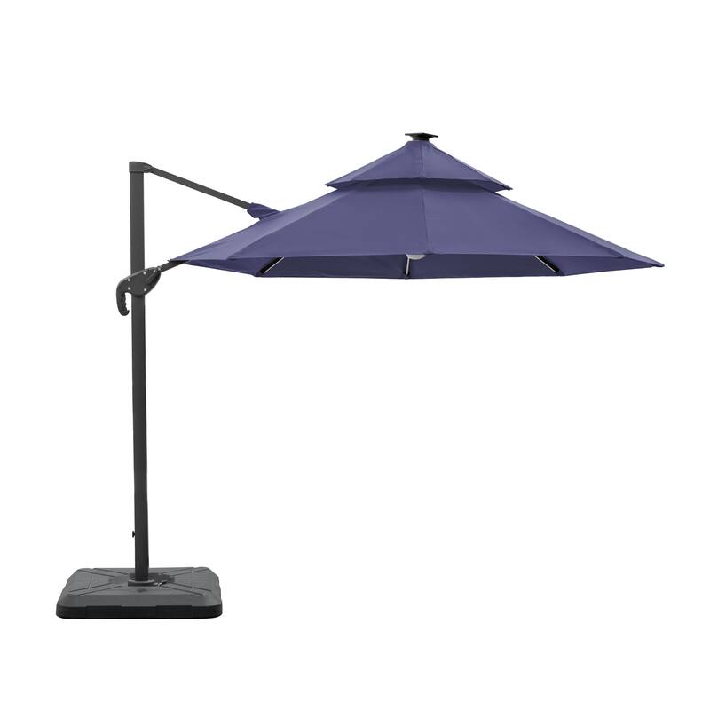 Furniture of America Spring II 10-foot LED Tube Lights Steel Cantilever Offset Tilt Roma Umbrella