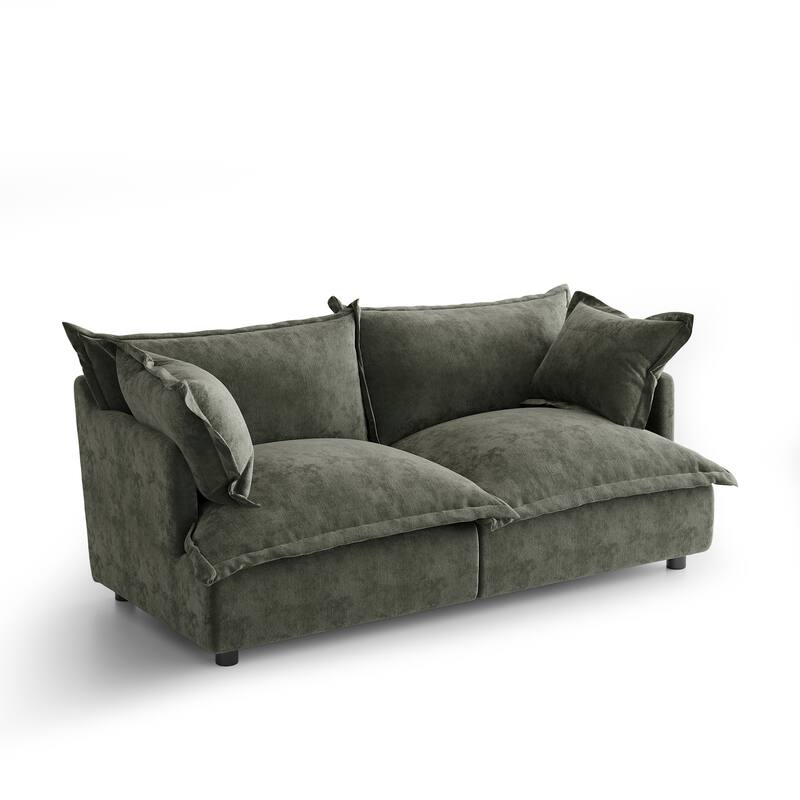 80"W Upholstered Chenille Comfy Cloud Couch Modular Sectional Sofa