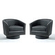 preview thumbnail 48 of 79, 2 Set Tufted PU Vegan Leather Swivel Barrel Chair with Nailheads Trim