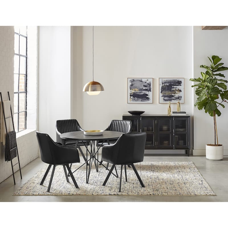 Vallerina Black and Gunmetal Sloped Arm Swivel Chair (Set of 6)