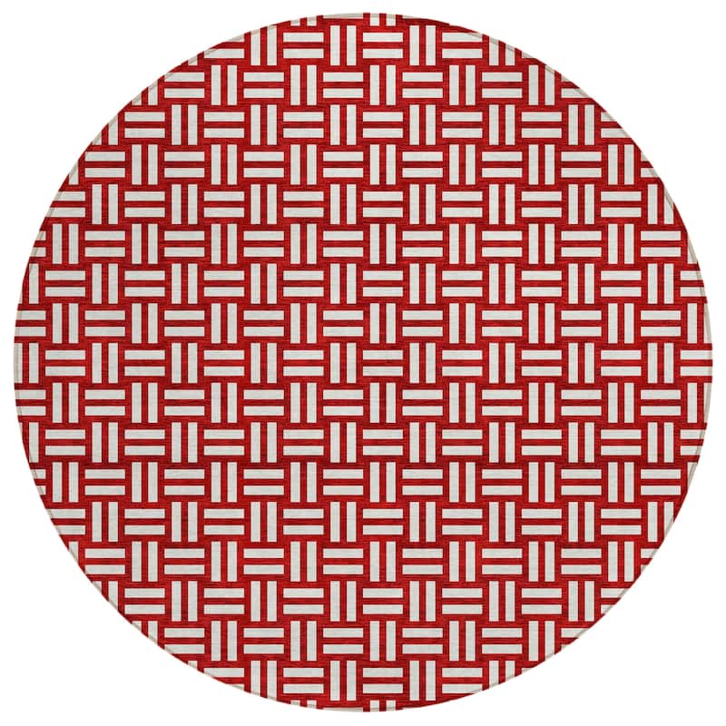 Machine Washable Indoor/ Outdoor Chantille Contempory Crosshatch Rug