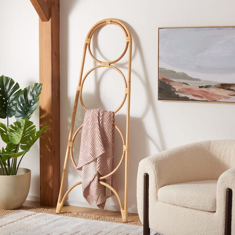 SAFAVIEH Home Kino 3 Tier Towel Hanger - 27.2"W x 1.2"D x 67"H - Natural