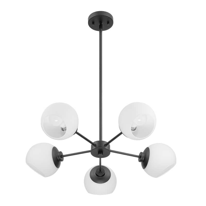 Prominence Home Stoll Chandelier with Opal Glass - 5-Light - Matte Black