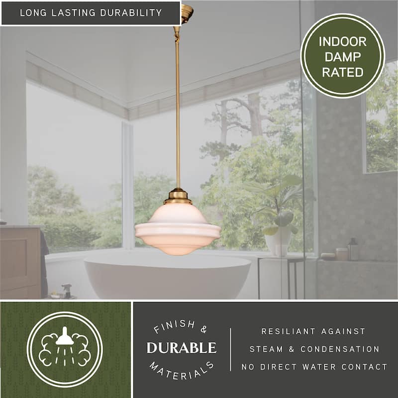 Huntley 1 Light Farmhouse Schoolhouse Pendant White Glass