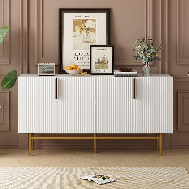 60" Modern Elegant 4-Door Cabinet Buffet/Sideboard