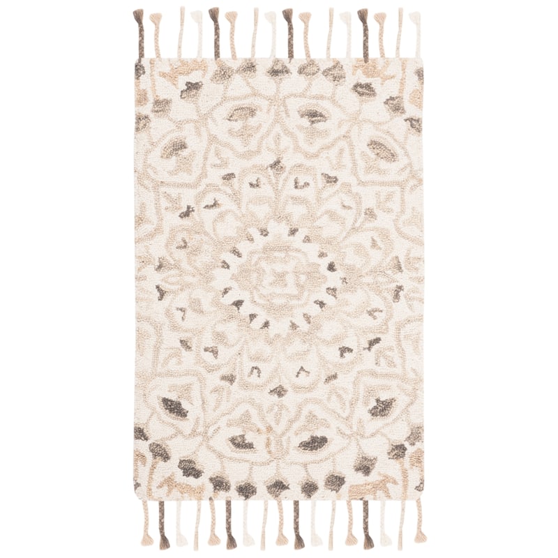 SAFAVIEH Handmade Blossom Misaki Modern Floral Wool Rug - 2' x 3' - Ivory/Taupe