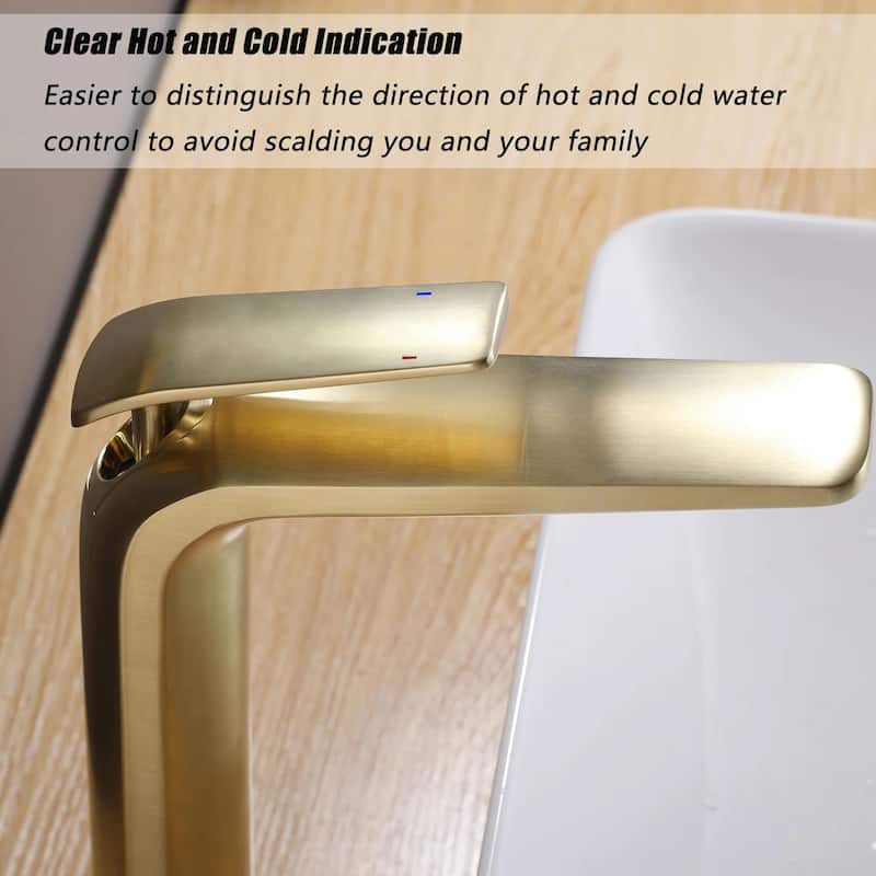 11"H Solid Brass Single-Handle Single Hole Bathroom Vessel Sink Faucet