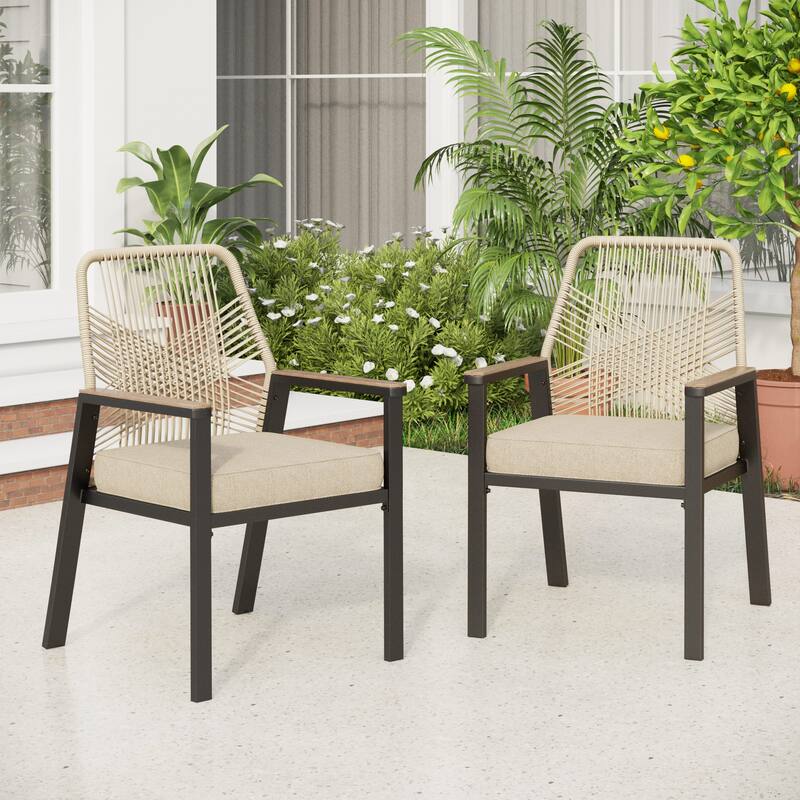 MAISON ARTS Outdoor Dining Chairs Set with Cushions