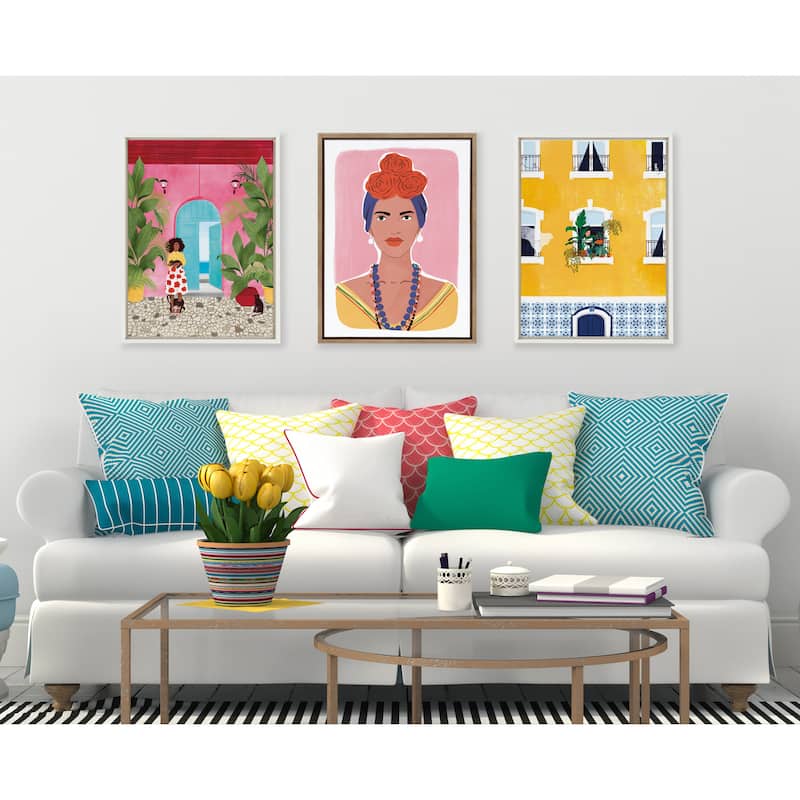 Kate and Laurel Sylvie Lisbon Framed Canvas Art Set by Maja Tomljanovic