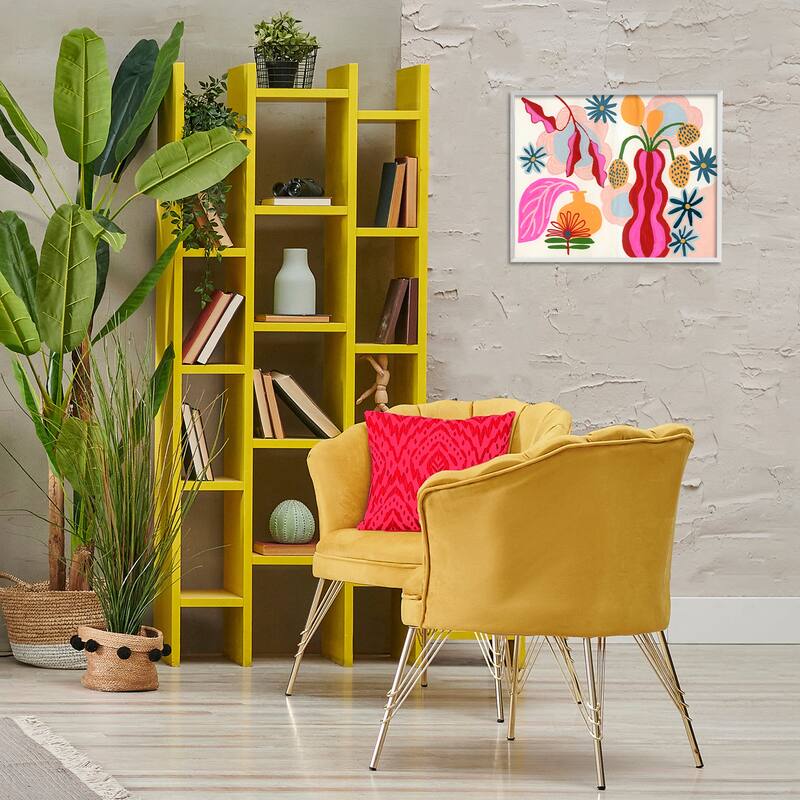 Stupell Eclectic Mod Flower Vases Framed Giclee Art Design By Suzanne Allard