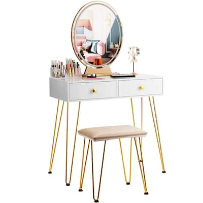 Makeup Dressing Table Vanity Table with Lighting Mirror Touch Switch