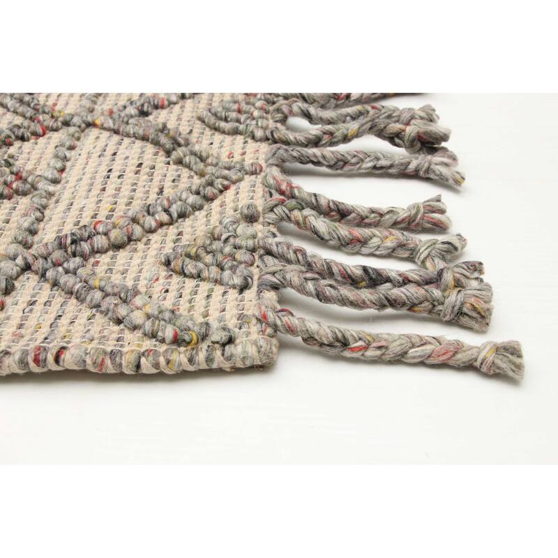 ECARPETGALLERY Braid weave Sienna Grey Wool Rug - 5'3 x 7'7
