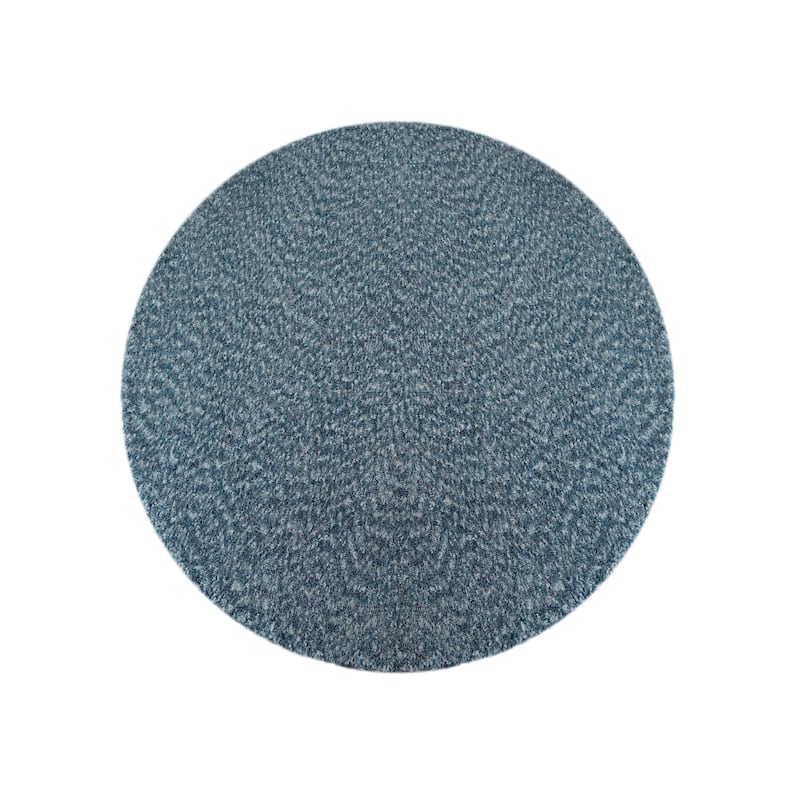 Lisbon Collection Hand Woven Mixed Color Thick Area Rug - Blue - 7' x 7' Round
