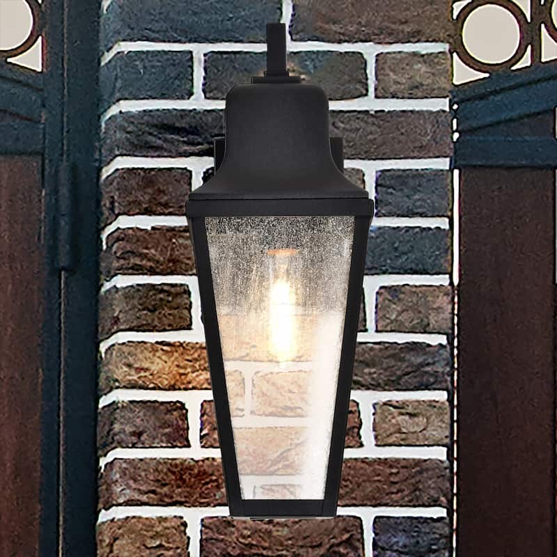 Lawrence 1 Light Medium Wall Lantern Matte Black with Clear Seeded Glass
