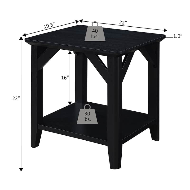 Rustic End Table with Shelf, Two Tier Storage and Tapered Legs, Woodgrain Accent Side Table for Living Room or Office - 22