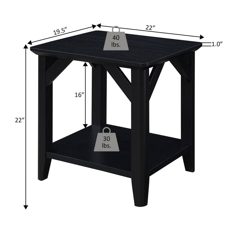 Rustic Transitional End Table with Shelf, Two Tier Storage and Tapered Legs, Woodgrain Accent Side Table for Any Room - 22