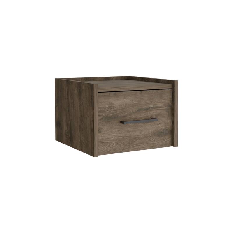 Space-Saving Floating Nightstand with Drawer, Dark Brown