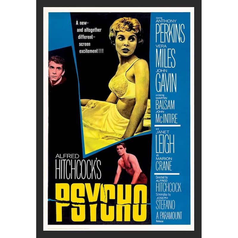 Alfred Hitchcock's Psycho Movie advertsement poster Framed Poster - 24 x 36 Inch