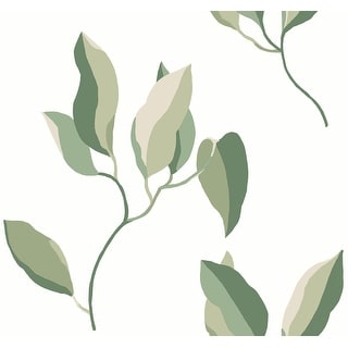 York Wallcoverings Brushwork Branches Leaf Green Wallpaper