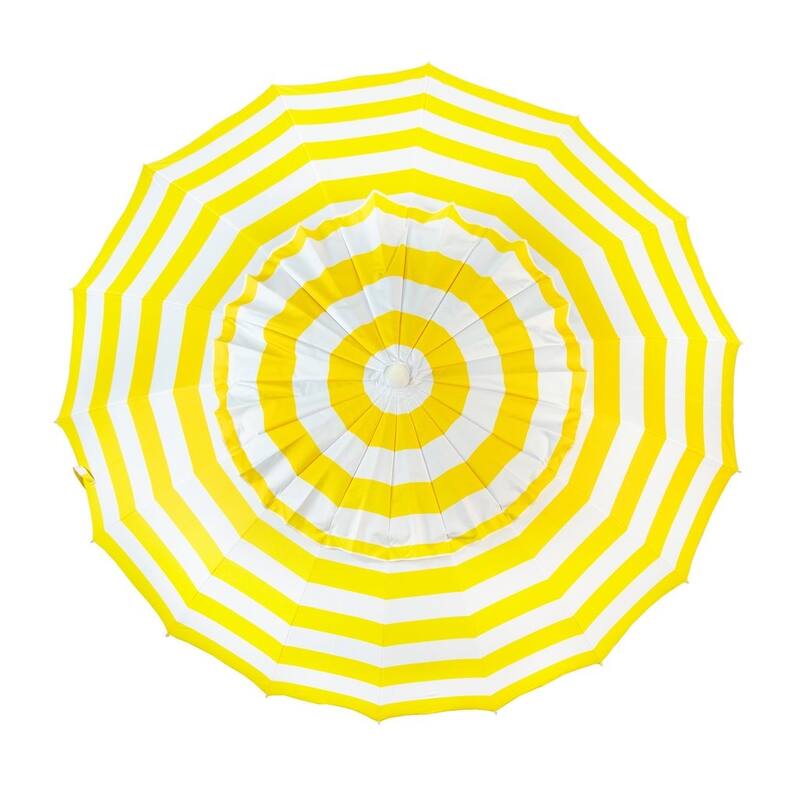 Premium 8 ft Yellow or Lime Stripe Patio & Beach Umbrella with Travel Bag