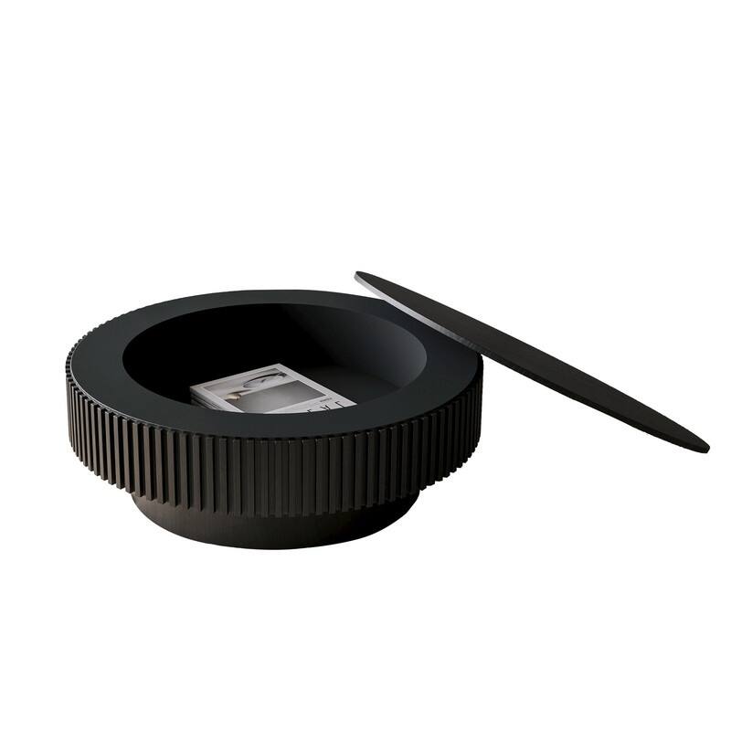 39.37" Round Coffee Table with Storage Solid Wood Veneered Modern Accent Table for Living Room or Bedroom