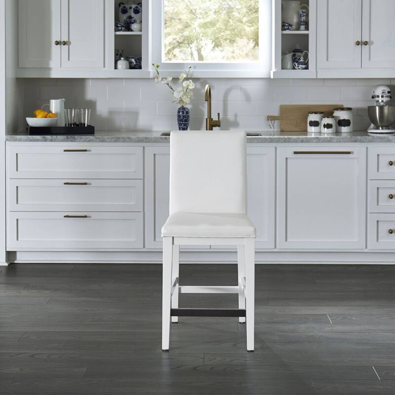 Homestyles Linear White Wood Counter Stool