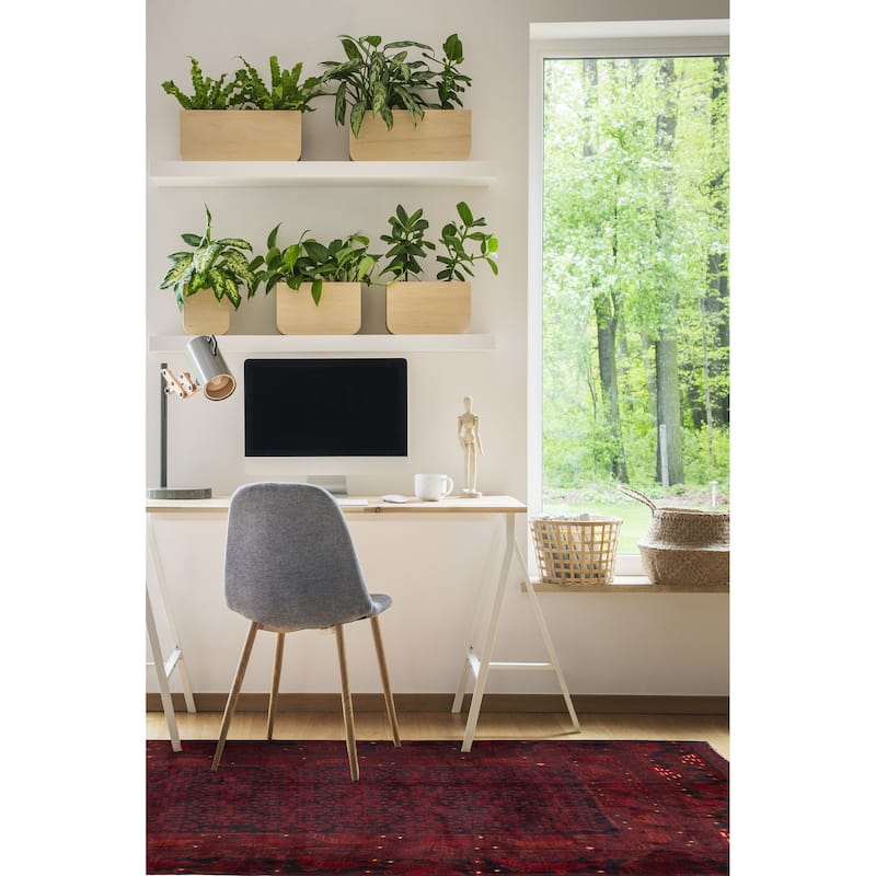 ECARPETGALLERY Hand-knotted Teimani Dark Red Wool Rug - 4'4 x 6'3