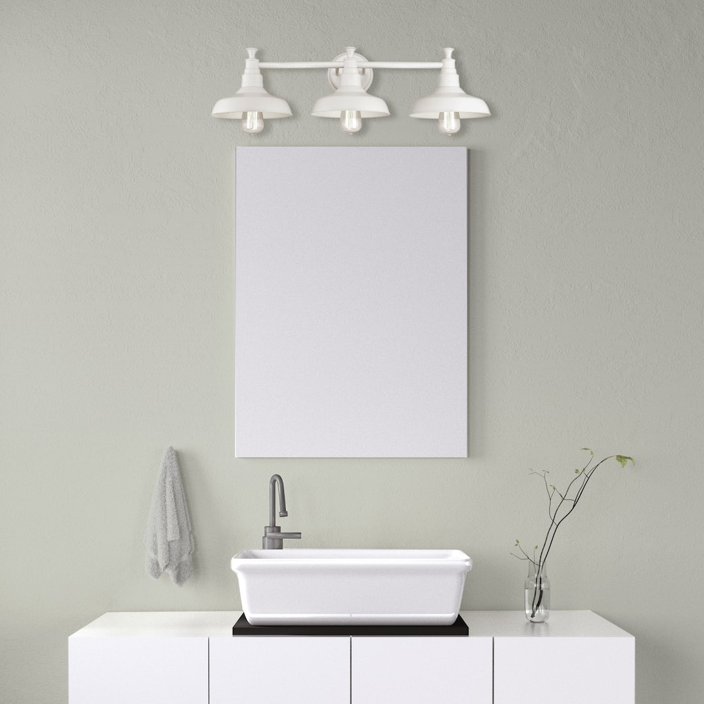 Kimball Industrial Farmhouse 3-Light Indoor Bathroom Vanity Light - White
