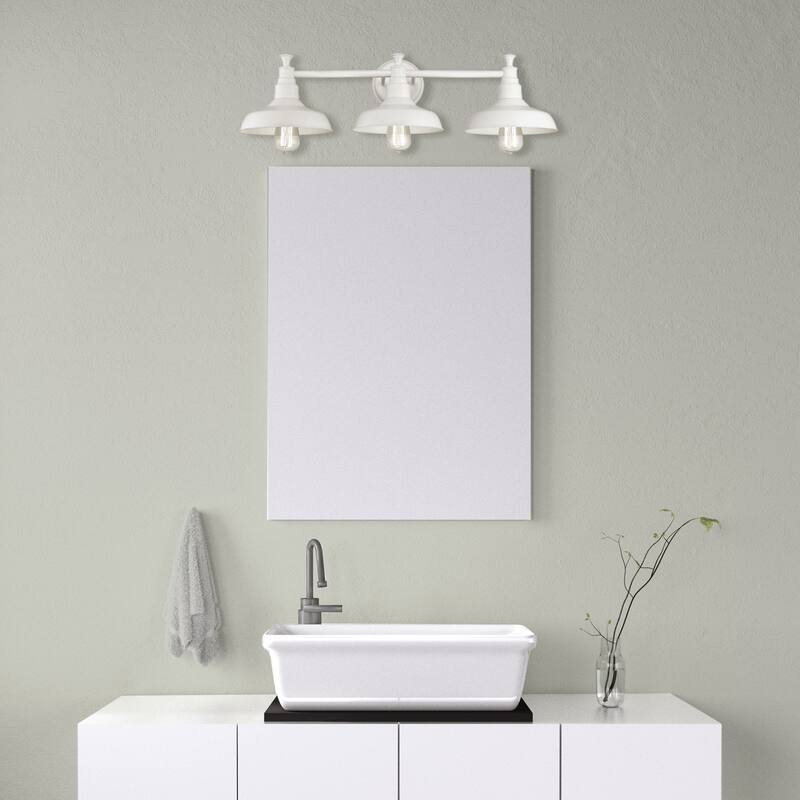 Kimball Industrial Farmhouse 3-Light Indoor Bathroom Vanity Light - White