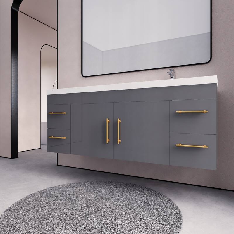 Eliza 60'' Wall Mounted Vanity with Single Sink on the Right
