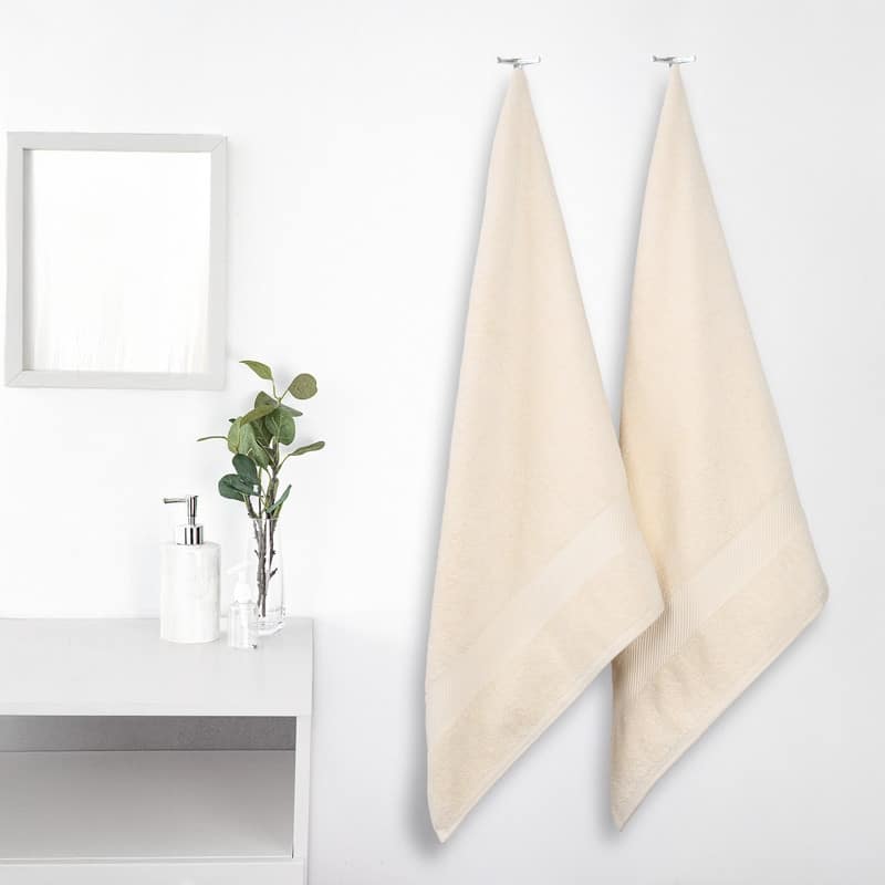 Superior Kendell Egyptian Cotton Solid Medium Weight Bath Towel Set of 2 - Ivory